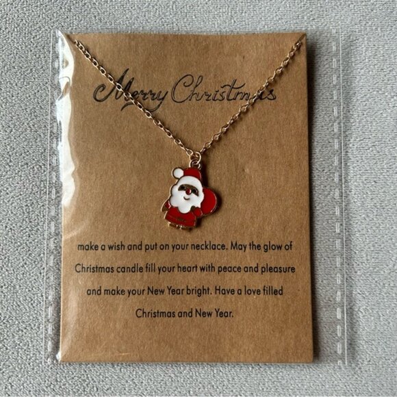 Santa Claus Necklace ~ Adjustable Gold-Tone ~ Brand New - Picture 5 of 6